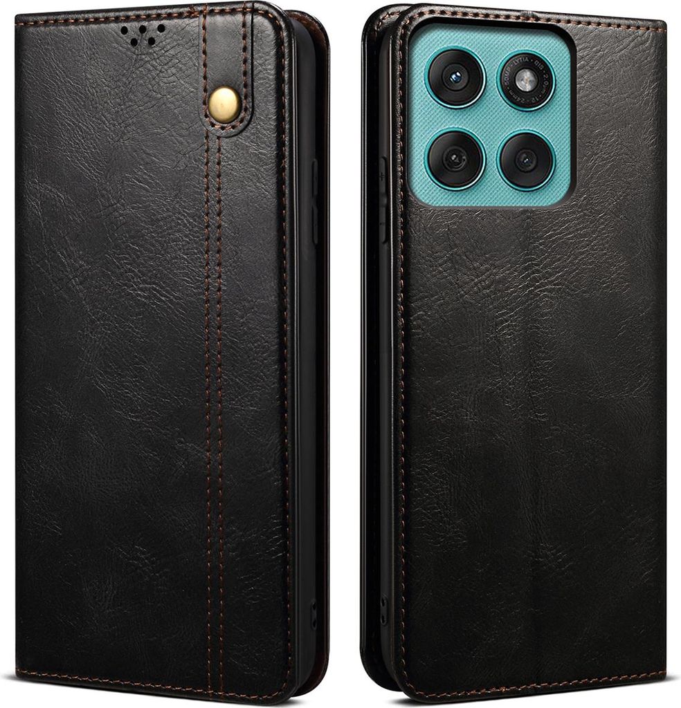 Hülle für Motorola Edge 60 Stylus/Moto G Stylus 5G 2025 Leder Brieftasche Schutzhülle mit Standfunktion Schwarz