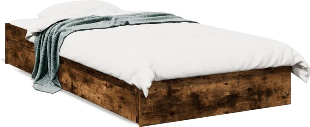 vidaXL Bettgestell mit Schubladen Räuchereiche 75x190 cm Holzwerkstoff