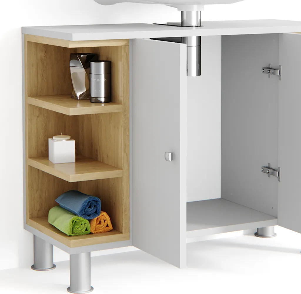 Meuble de salle de bain sous vasque Vicco Aquis blanc avec grand rangement - 6