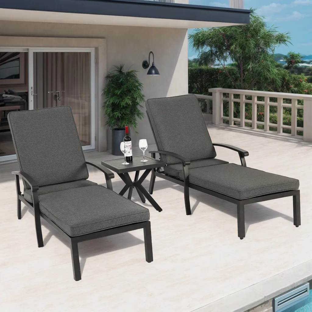 Chaise longue anti-rouille et coussin imperméable pour confort durable - 4