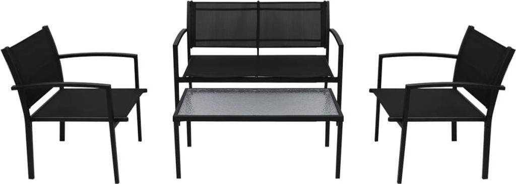 vidaXL 4-tlg. Garten-Lounge-Set Textilene Schwarz