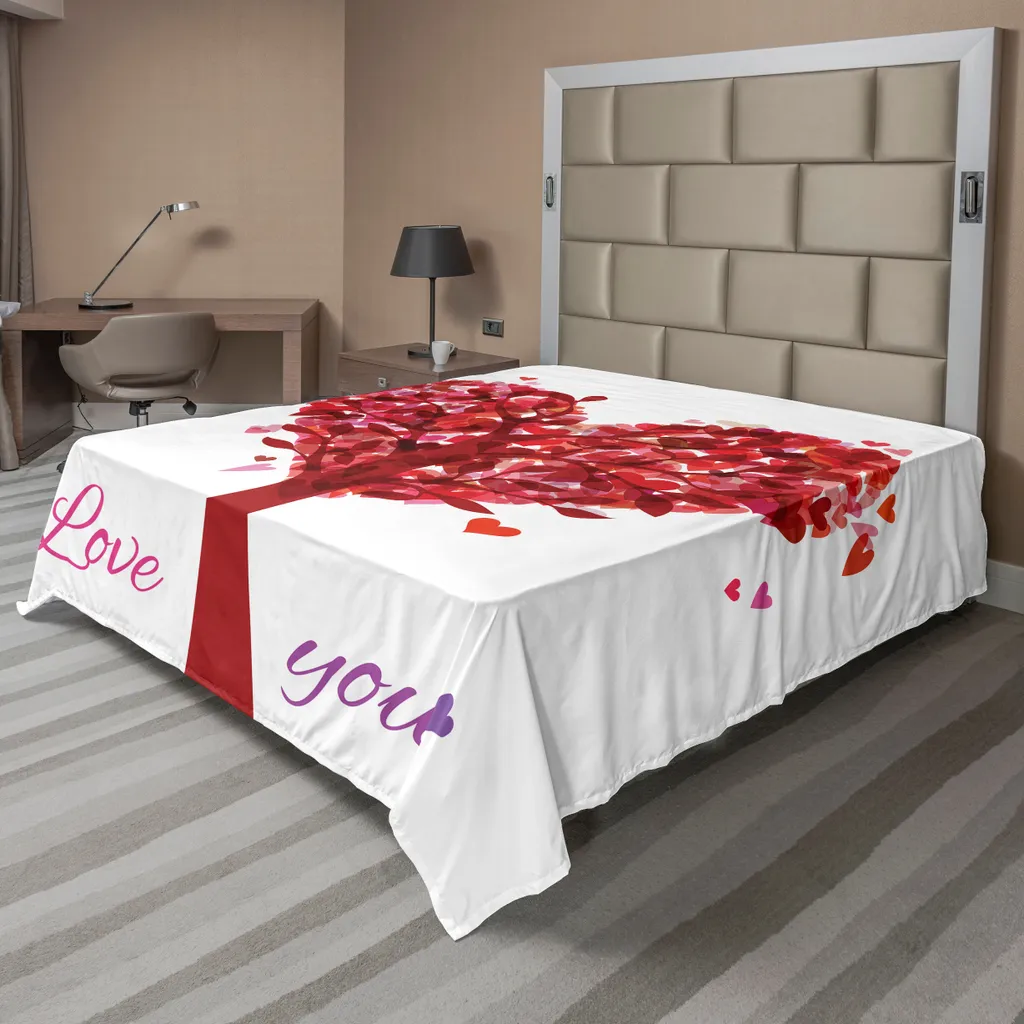 Drap artistique confortable 266x260 motif arbre de cœur violet et rose