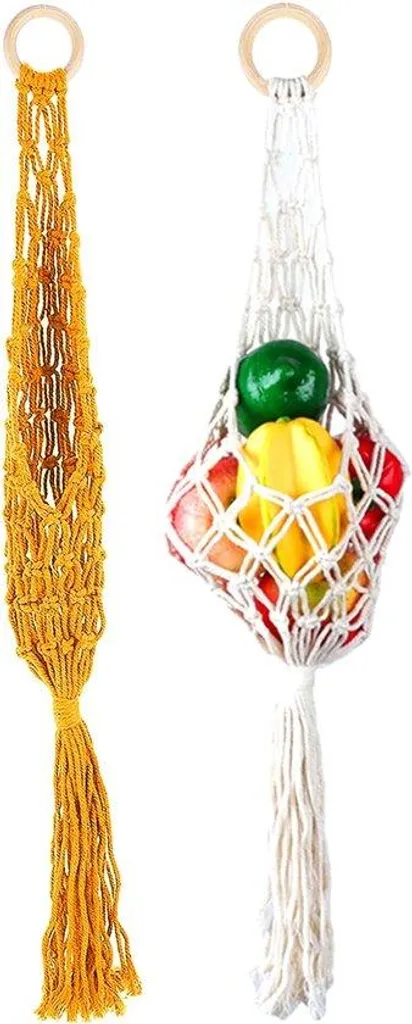 Corbeille à fruits suspendue en coton naturel - Design artisanal 120cm