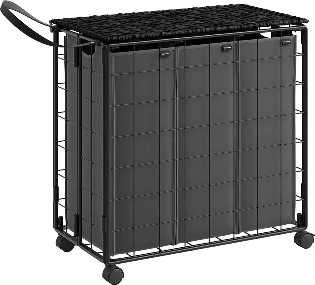 Panier à linge mobile 130L pour famille nombreuse noir et gris ardoise