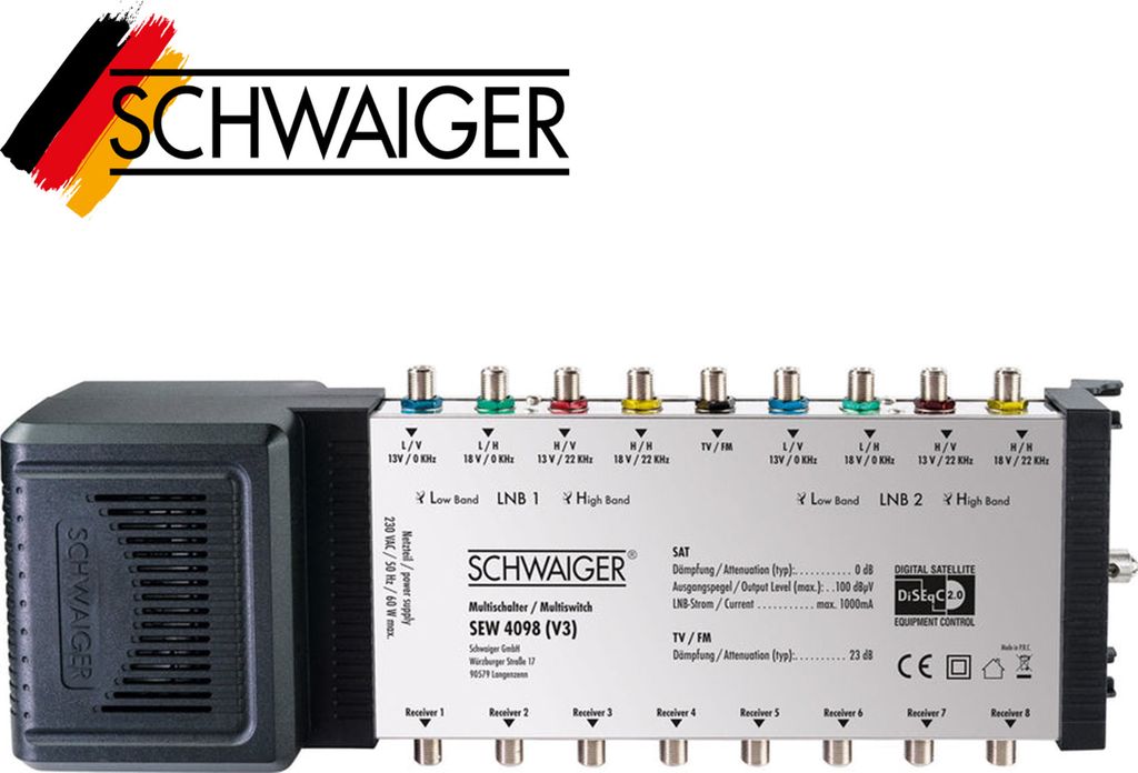 Schwaiger 9 auf 8 Digital SAT Multi-switch Multischalter Produktbild 