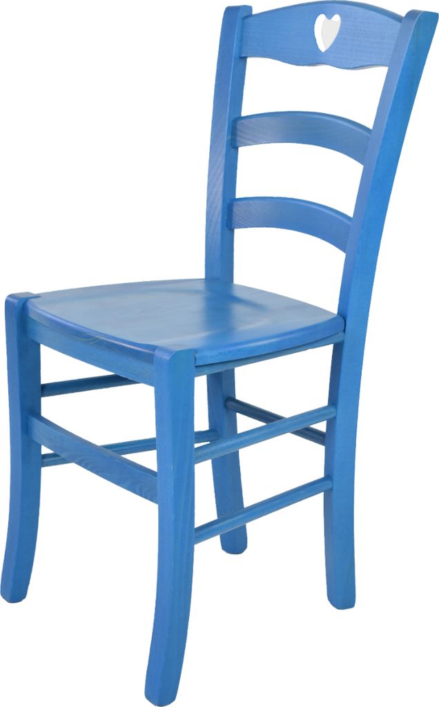 t m c s Tommychairs - Stuhl CUORE für Küche und Esszimmer, robuste Struktur aus Buchenholz, in Anilinfarbe Blau lackiert und Sitzfläche aus Holz