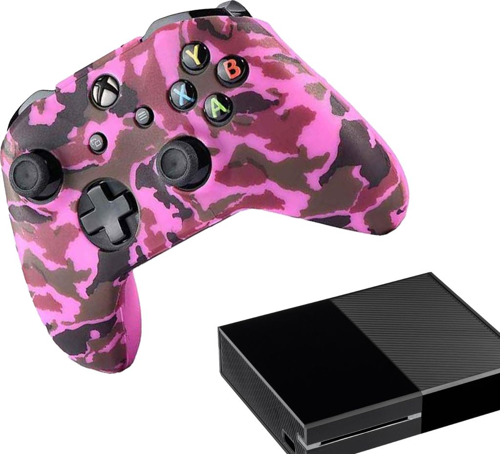 Hüllen & Skins für Xbox One – Performance-Gaming-Hülle – Soft Grip-Abdeckungen – Anti-Rutsch-Controller-Zubehör – Camo – Pink