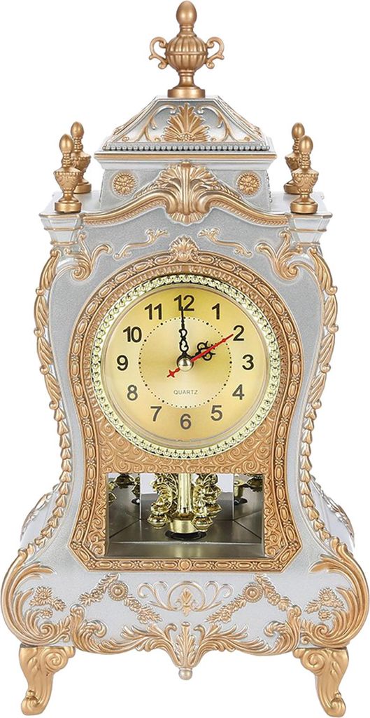 Vintage Style Plastik Tischuhr Antik Home Hotel Dekorativ Schreibtisch Wecker (Weiß)