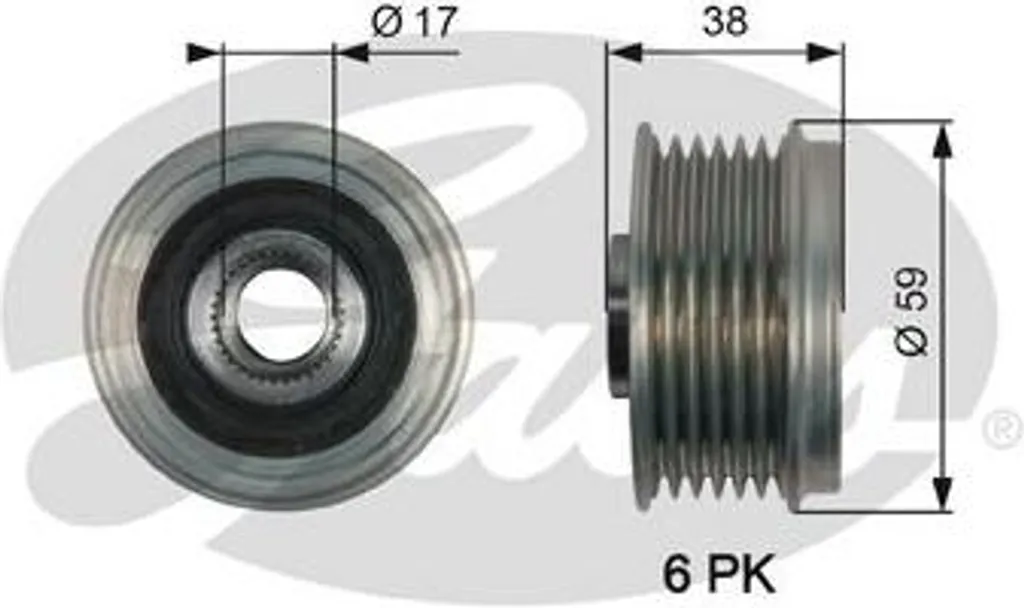 Poulie Débrayable Alternateur GATES OAP7168 pour Santa Fe et Sorento