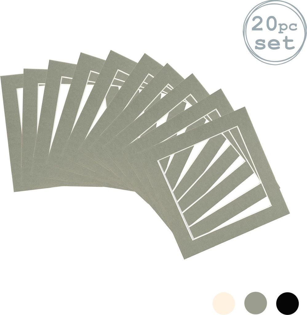 Nicola Spring 20pc Bild Photo Mounts Set - To Fit Frame-Größe 8 x 8 für Bildgröße 6 x 6 - Grau