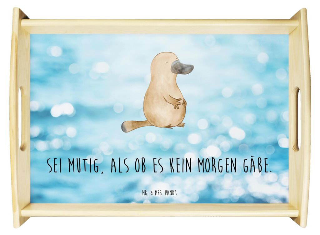 Mr. & Mrs. Panda tablett für bett Schnabeltier Mut - Oceanblue - Geschenk, Servier, Dekotablett, holz, Raodtrip, Serviertablett, Büro, Motivation...