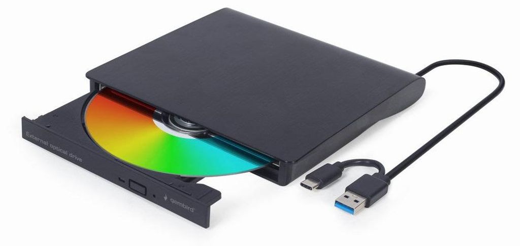 Gembird DVD-USB-031, Czarny, Z przodu, CE, Desktop, DVD±RW, Zdjęcie produktu 