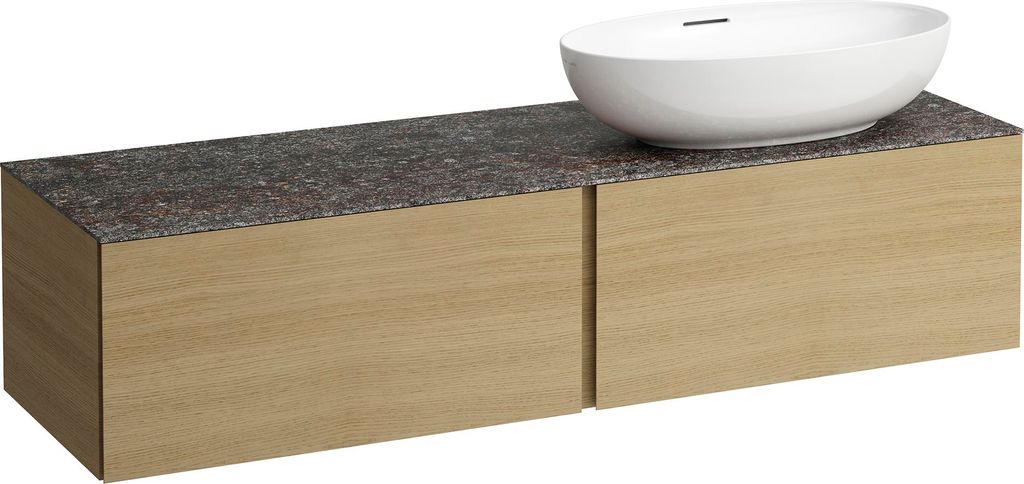 LAUFEN ILBAGNOALESSI Schubladenelement, 1 Hahnloch, Steinplatte Marrone Naturale, Ausschnitt rechts, 160x50x37cm, zu WT-Schale H81897 5, H432356097...