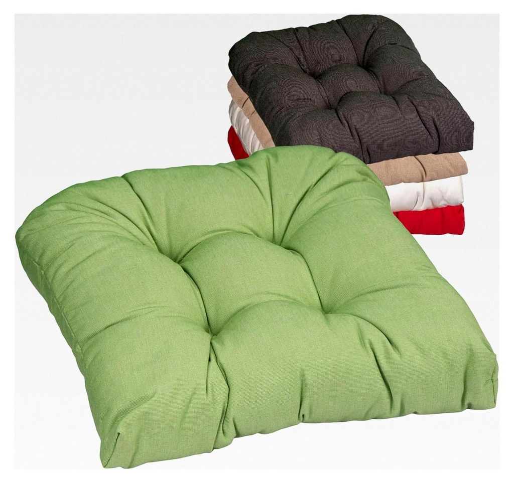 Sitzkissen für Stühle 40x40 Halbrund | Bequemes, 10 cm dickes Stuhlkissen waschbar | Geeignet für Innen- und Außenbereich dank Ausbleichschutz ...
