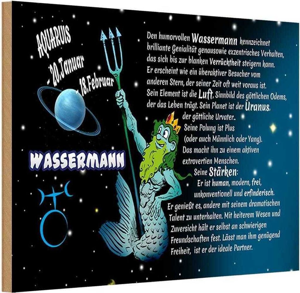 vianmo Holzschild 12x18 cm Sternzeichen Wassermann Produktbild 