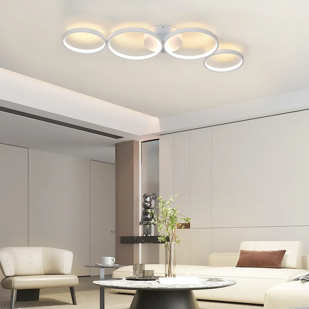 ZMH Plafonnier LED Salon 100cm Dimmable 56W avec Télécommande Design - 6