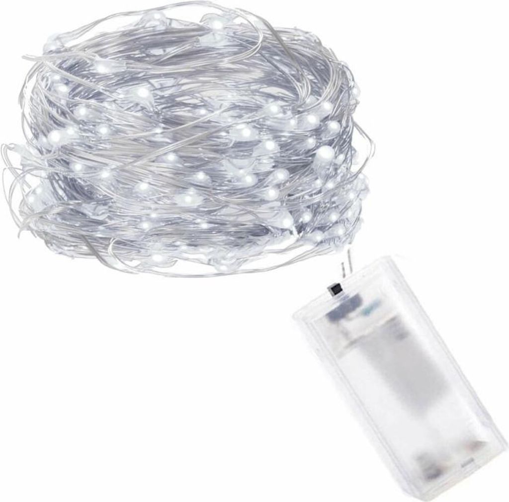 LED řetěz Nano - 1m, 10LED, 2xAA, studená bílá Obrázek produktu 
