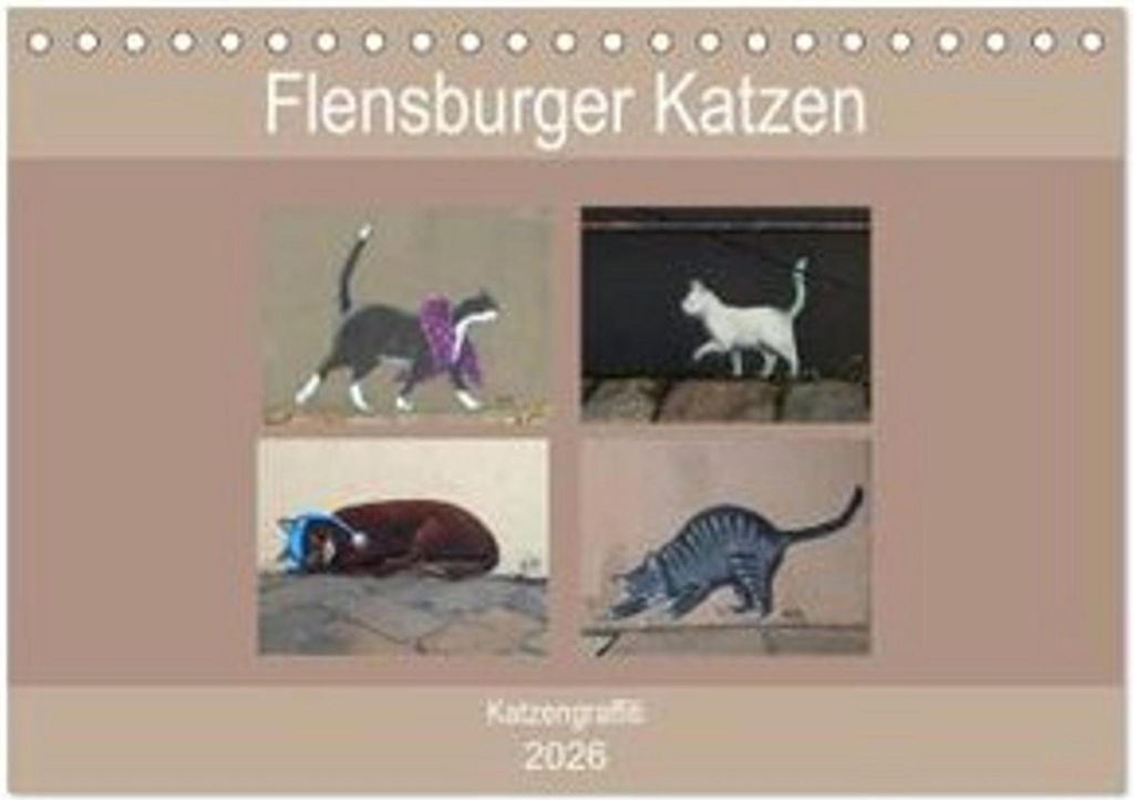 Flensburger Katzen (Tischkalender 2026 DIN A5 quer), CALVENDO Monatskalender