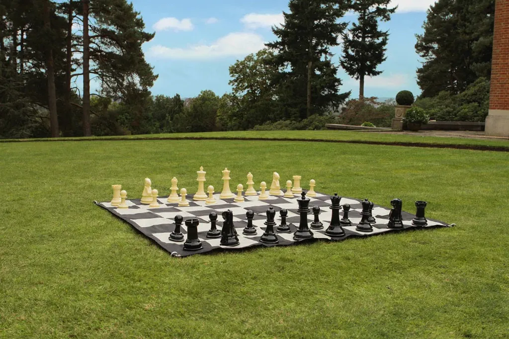 Jeu d'échecs géant 20cm avec tapis 90x90cm - Set complet d'extérieur - 6