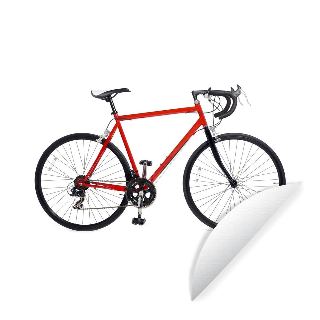 MuchoWow Runde Wandtattoo - Wandsticker Tapete Aufkleber Ein rotes Rennrad vor einem weißen Hintergrund. Ø 50 cm Selbstklebend und Repositionie...