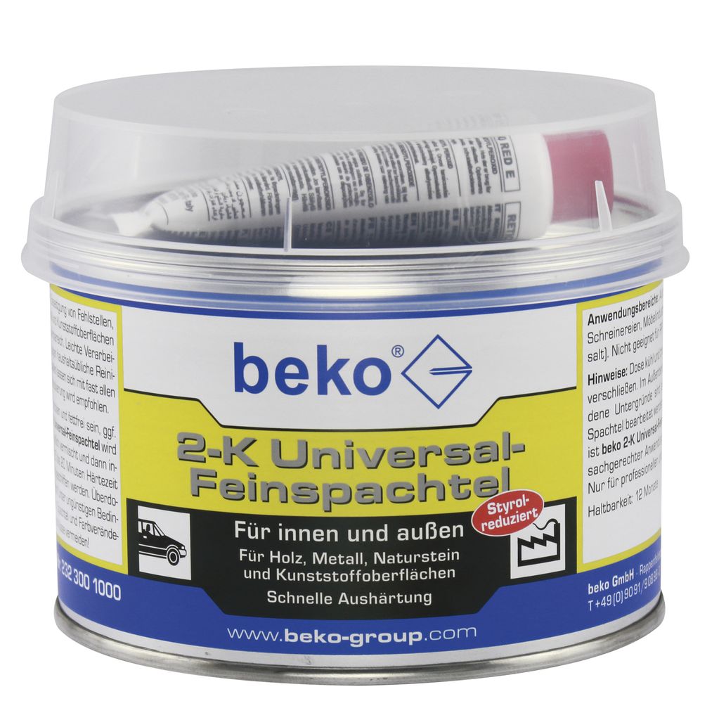 2-K Universal-Feinspachtel 1 kg weiß, inkl. rotem Härter Produktbild 