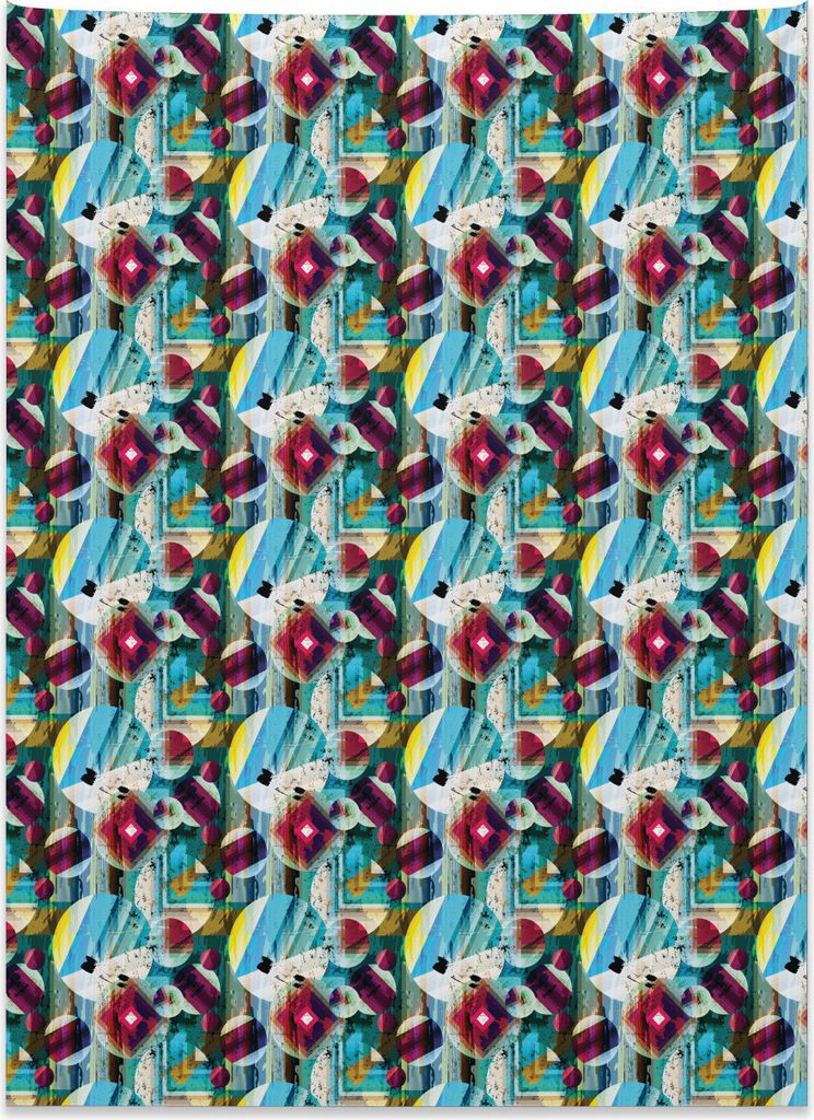Abakuhaus Abstrakt Wandteppich, Grungy geometrische Kunst aus Weiches Mikrofaser Stoff Kein Verblassen Klare Farben Waschbar, 110 x 150 cm, Mehrfarbig