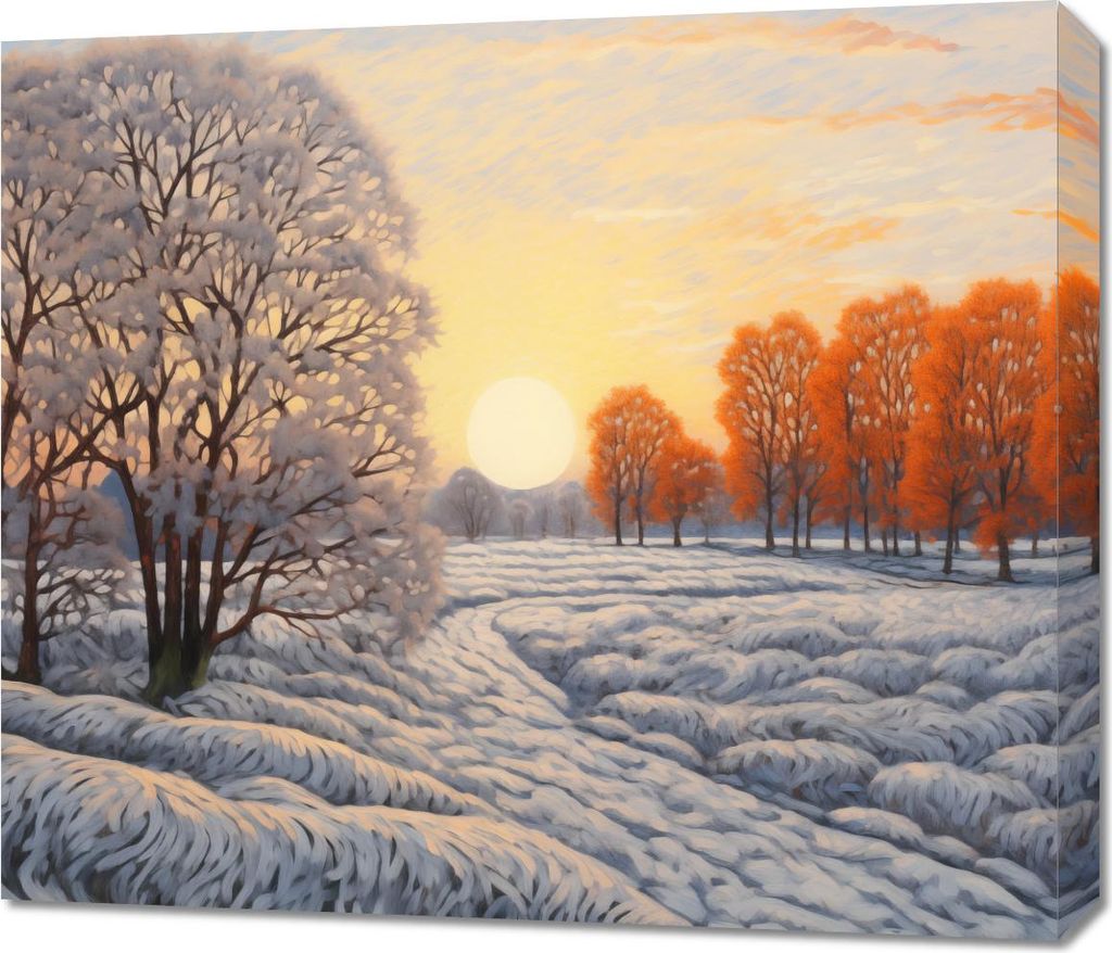 Bild 70x60cm Winter in Feuerfarben