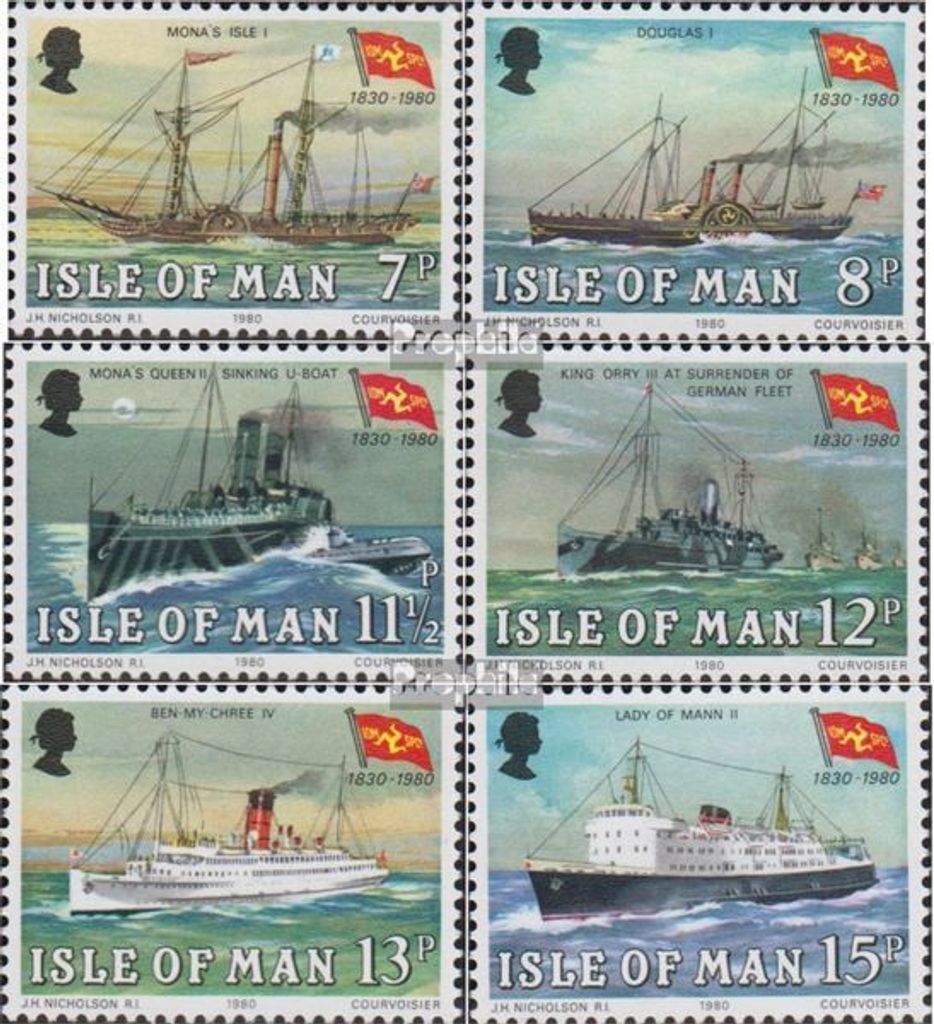 Briefmarken GB - Isle of Man 1980 Mi 166-171 (kompl.Ausg.) postfrisch Dampfschiffe
