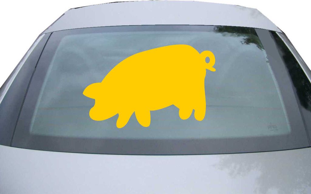 Indigos UG - Aufkleber Heckscheibe & Motorklappe DE2390 - gold - 600x378 mm - Schwein mit Ringelschwanz - Auto Scheiben Fenster Heckklappe Tuning R...
