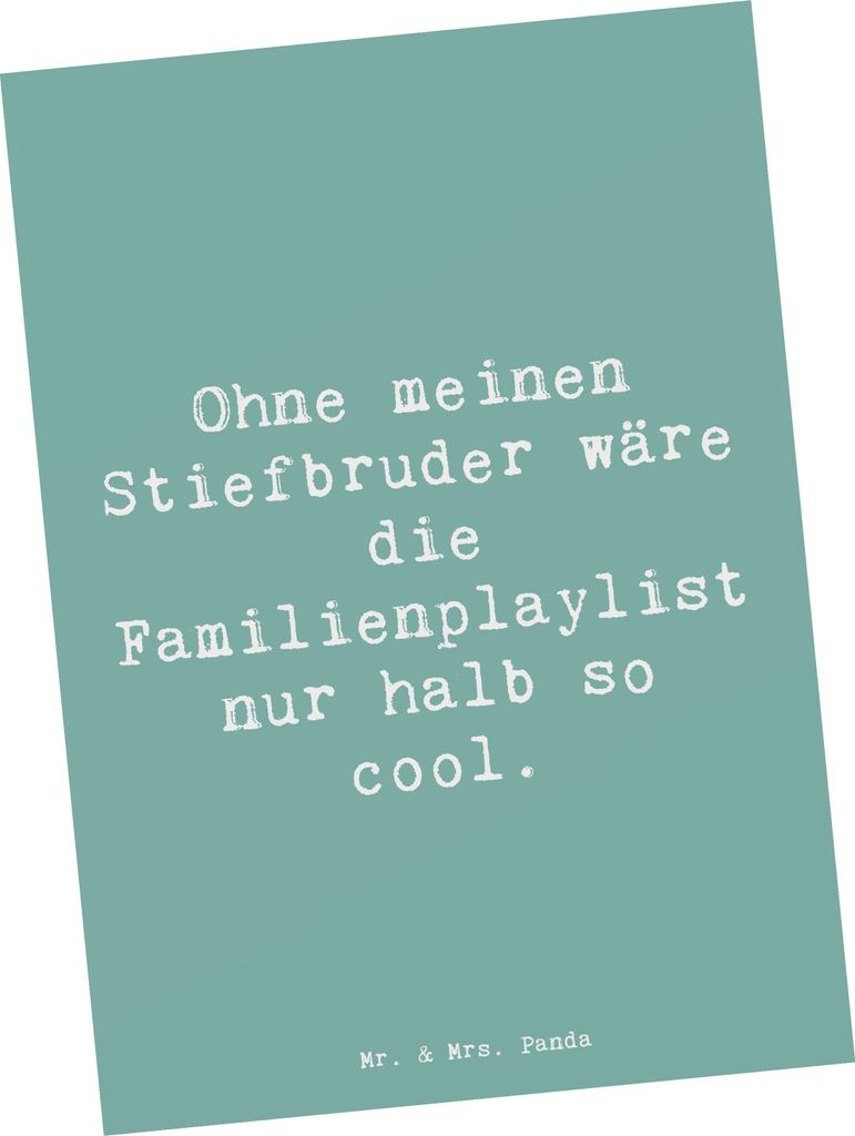 Mr. & Mrs. Panda Postkarte Spruch Cooler Stiefbruder - Produktbild 