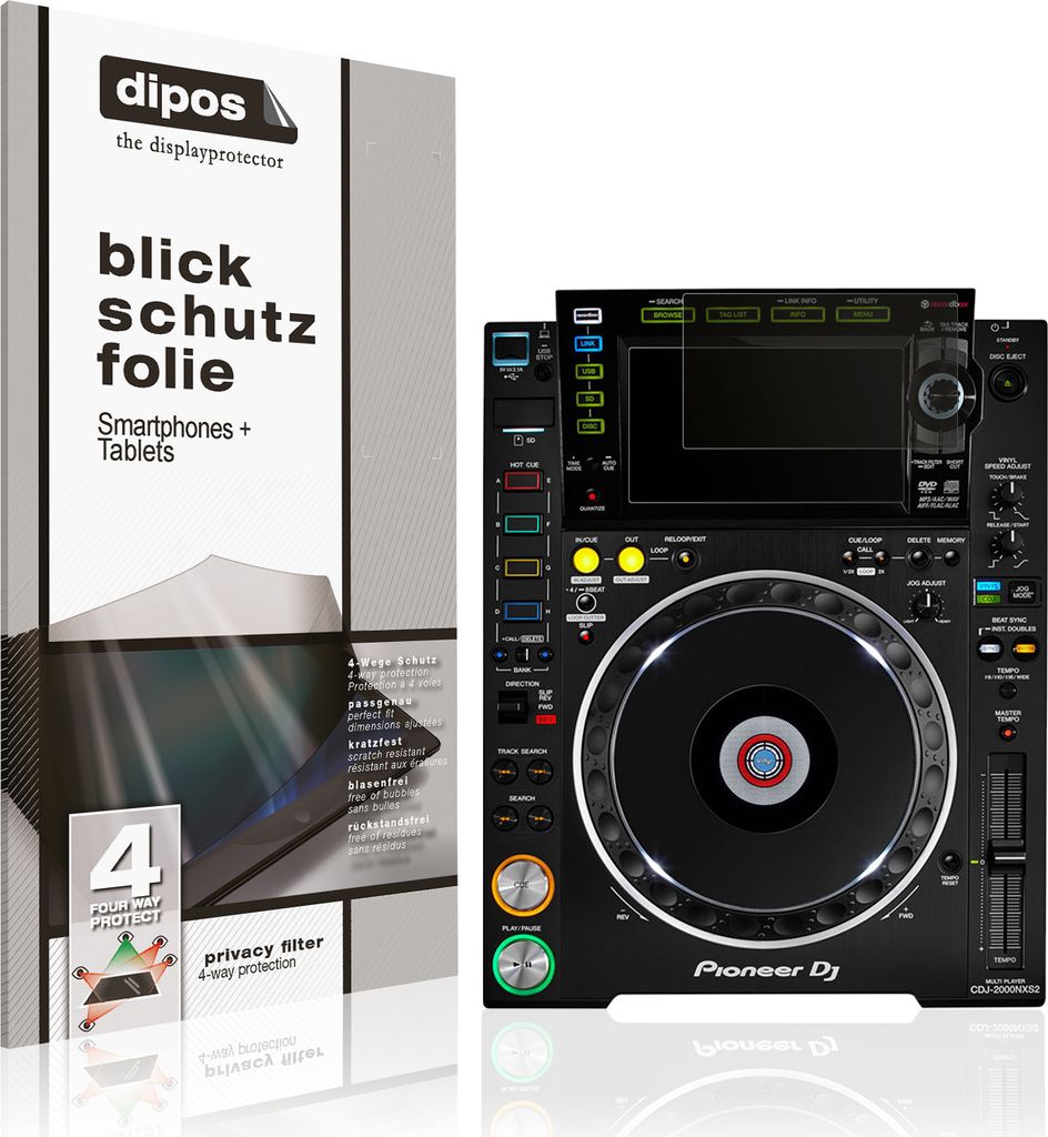 Blickschutzfolie für Pioneer CDJ-2000NXS2 Display matt Schutzfolie Folie Display Schutz dipos