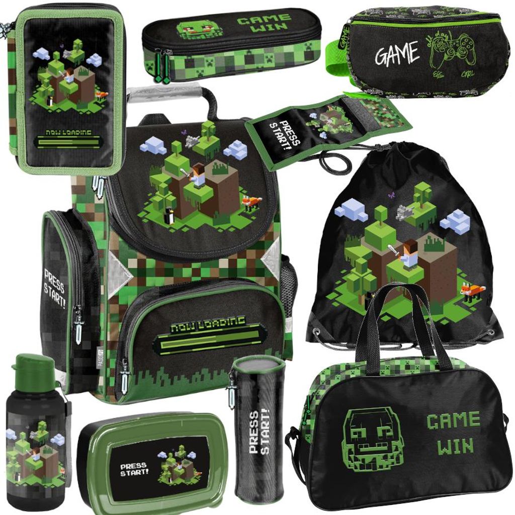 Mega Schulset XXL – PIXELS 10-teiliges Schulranzen-Set Für Produktbild 