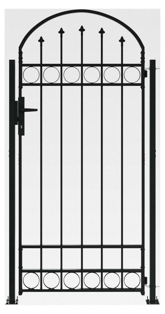 Zaunpfosten mit Schloss Grau 200 x 88 x 14 cm Stahl, Outdoor-Tor, Zugang aus Stahl, Gartenzaun, dekorative Einlagen, rechteckige Barriere, Zugang z...