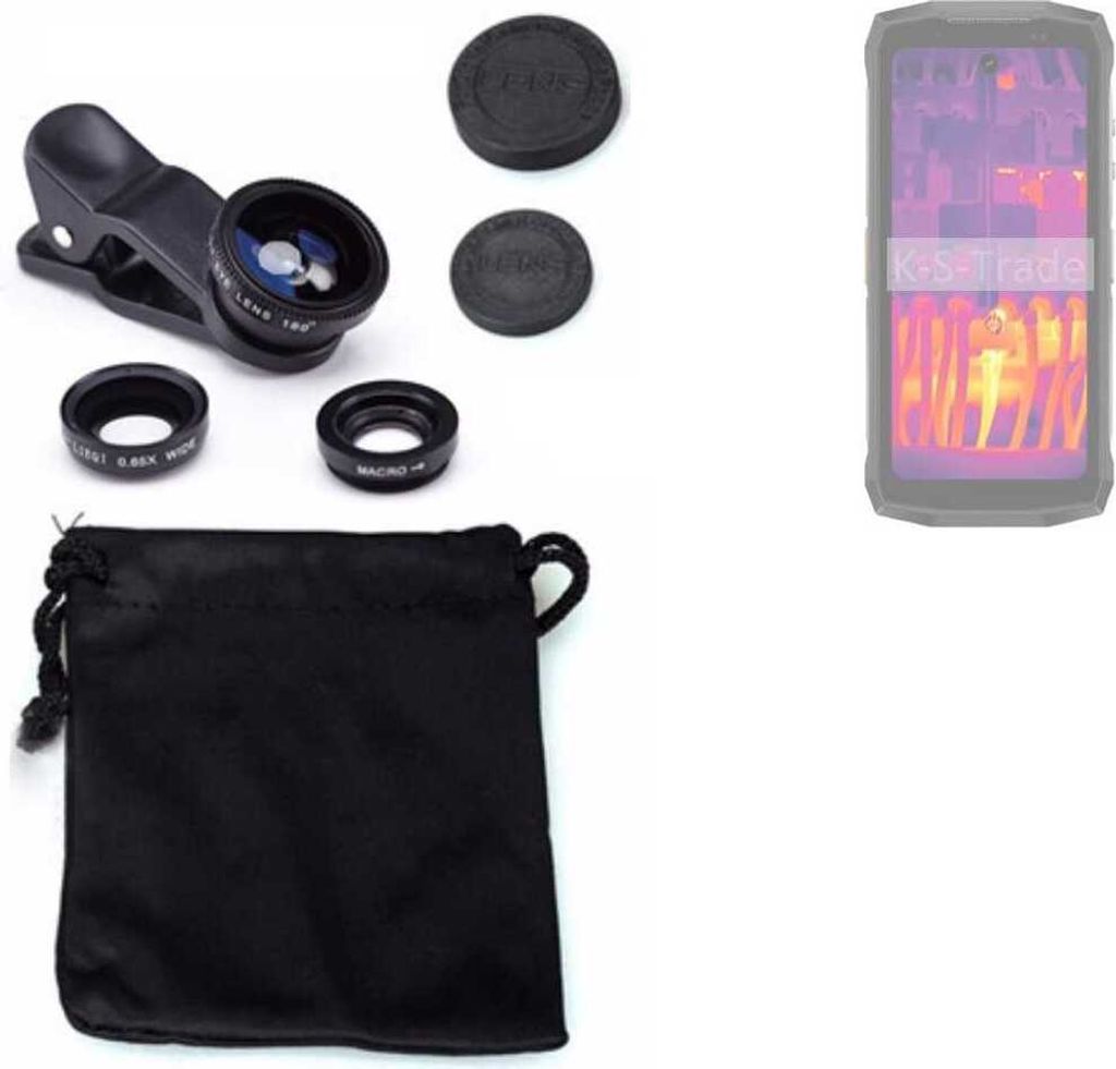 K-S-Trade Smartphone Kamera Linsen Set Kompatibel mit Ulefone Armor Mini 20 Pro 3in1 Clip-On Kamera Adapter Macro Weitwinkel FishEye Fischauge