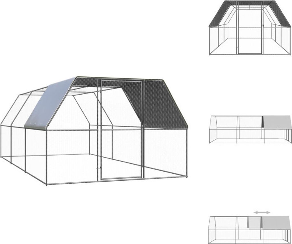 vidaXL Outdoor-Hühnerkäfig 3x6x2 m Verzinkter Stahl - Lebensräume & Gehege für Kleintiere