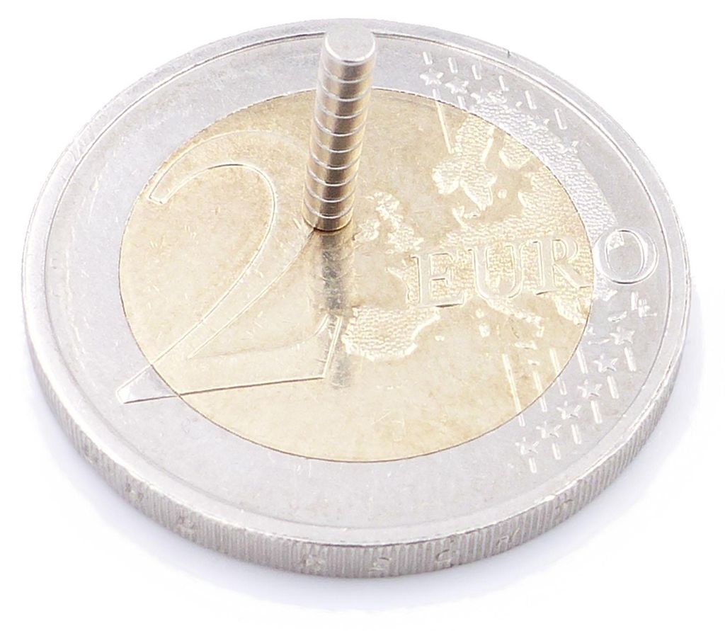 Brudazon | 10 Scheibenmagnete 2x1mm | N52 Klasse Neodym Magnete | Modellbau