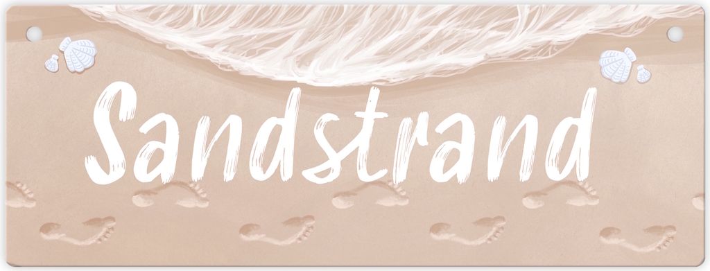 Sandstrand Urlaub Metallschild L in 10,5x28cm für die Terrasse