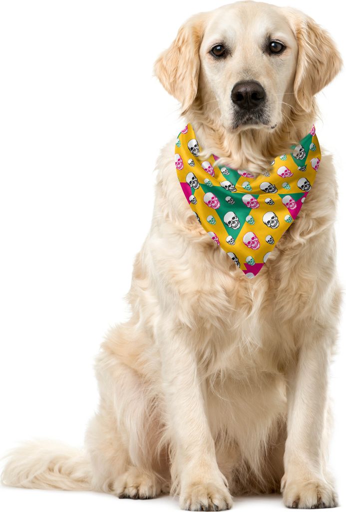 ABAKUHAUS Geometrisch Haustier Bandana, Dreieck-Kopf-Knochen, 40x40 cm, Erde Gelb Jade-Grün