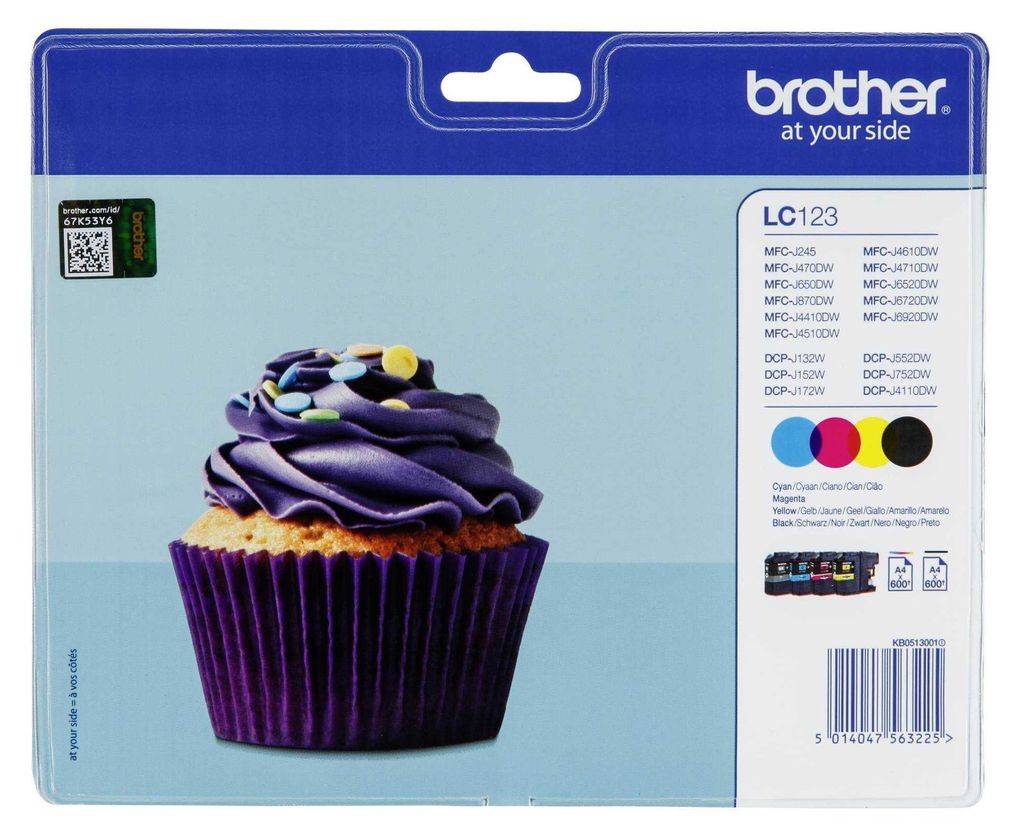 Brother LC123 - pack de 4 - noir, jaune, cyan, magenta Image du produit 