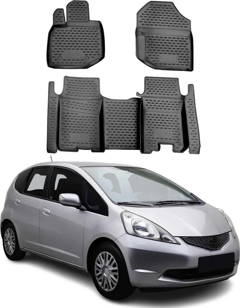 Tappetini 3D TPE Neri Honda Jazz 2008-2015 - Set 4 Pezzi Alta Qualità