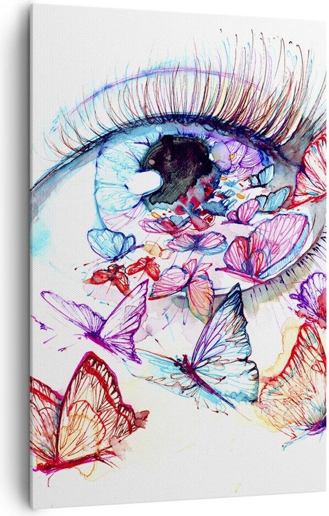 Bild auf Leinwand - Leinwandbild - Einteilig - Auge Butterflys Fantasie Fantasie - 80x120cm - Wand Bild - Wandbilder - Leinwanddruck - Wanddekorati...