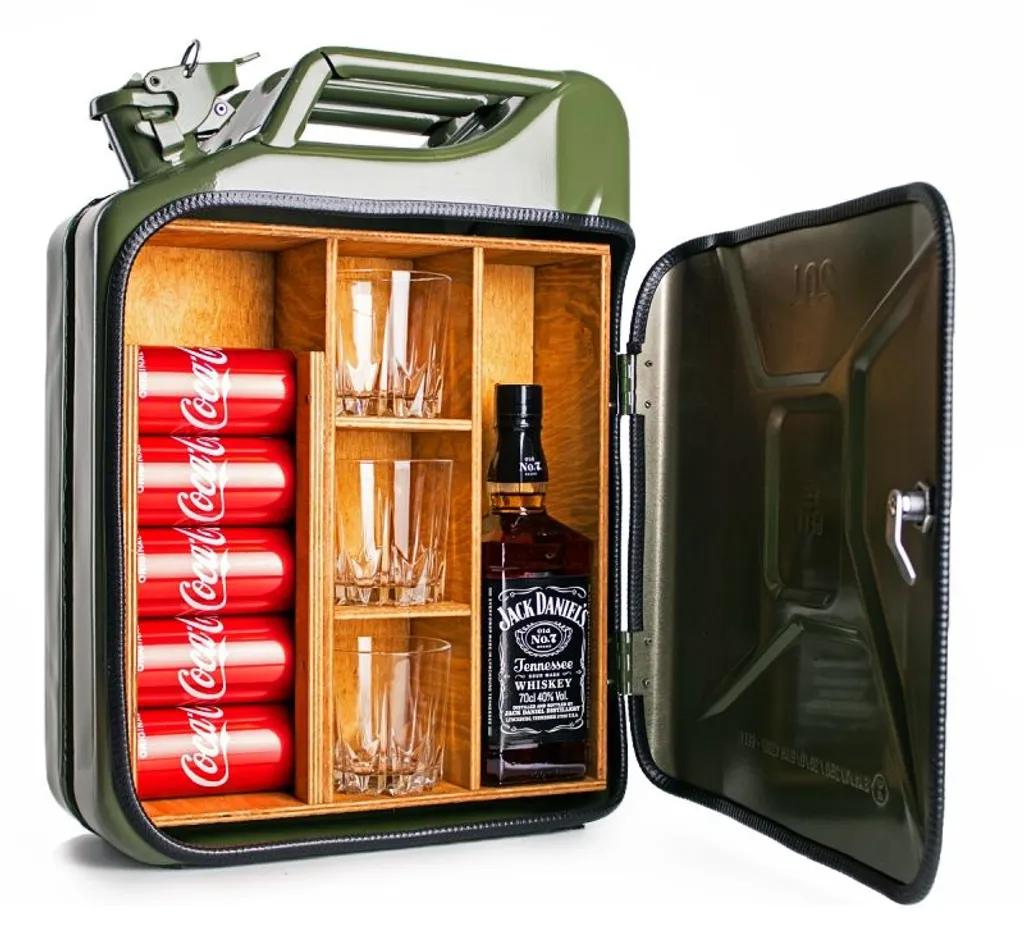 Bidon Bar Jerrycan 20L - Minibar d'Essence Design en Métal Noir