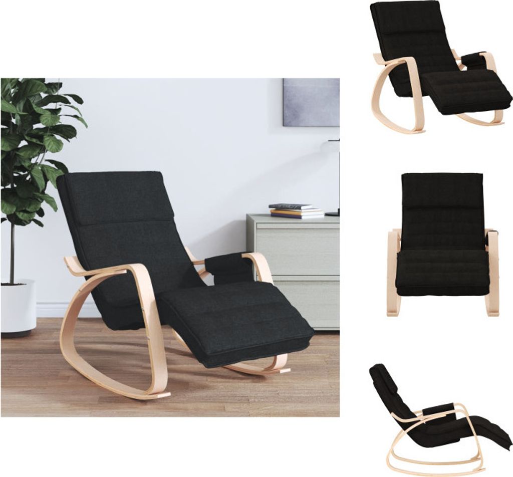 vidaXL Schaukelstuhl Schwarz Stoff - Schaukelstühle
