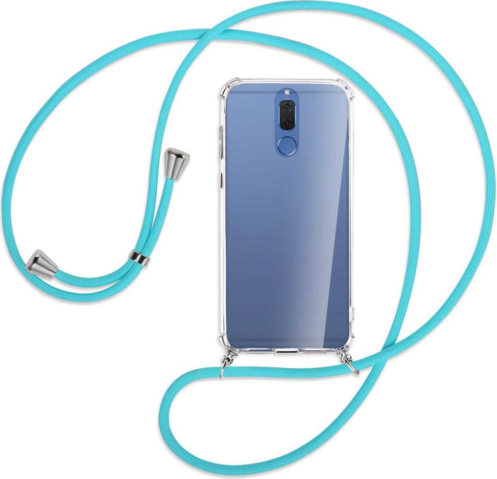 Handykette Backcover-Schutzhülle mit Band (Metall silberfarben) für Huawei Mate 10 Lite / G10 - türkis