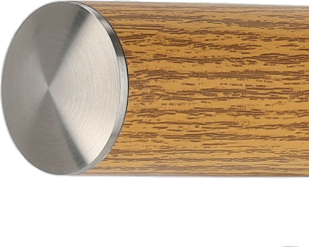 TIBU Handlauf Aluminium Eiche Holz Nachbildung 30-600cm Wandhandlauf Treppe gewinkelte Edelstahlhalter, Länge 430 cm mit 5 Halter und leicht gewö...