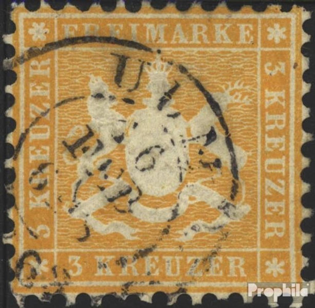 Briefmarken Württemberg 1862 Mi 22a fein (B-Qualität) gestempelt Wappen