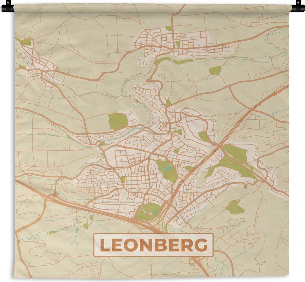 MuchoWow Wandteppich Wandbehang Stadtplan - Leonberg - Vintage - Stadtplan 120x120 cm Tapisserie Dekoration Wandtuch - Modern - Baumwollgewebe