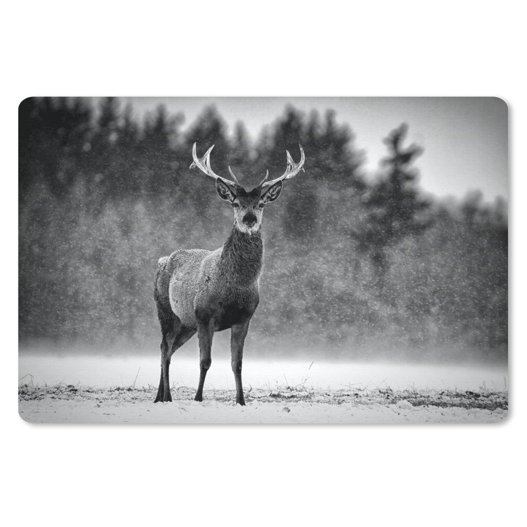 MuchoWow Mauspad Mousepad Tiere - Hirsche - Winter - Schwarz - Weiß 27x18 cm - Mousepads - Maus Mat - Pad - Mausunterlage - Büroartikel - Desk ...