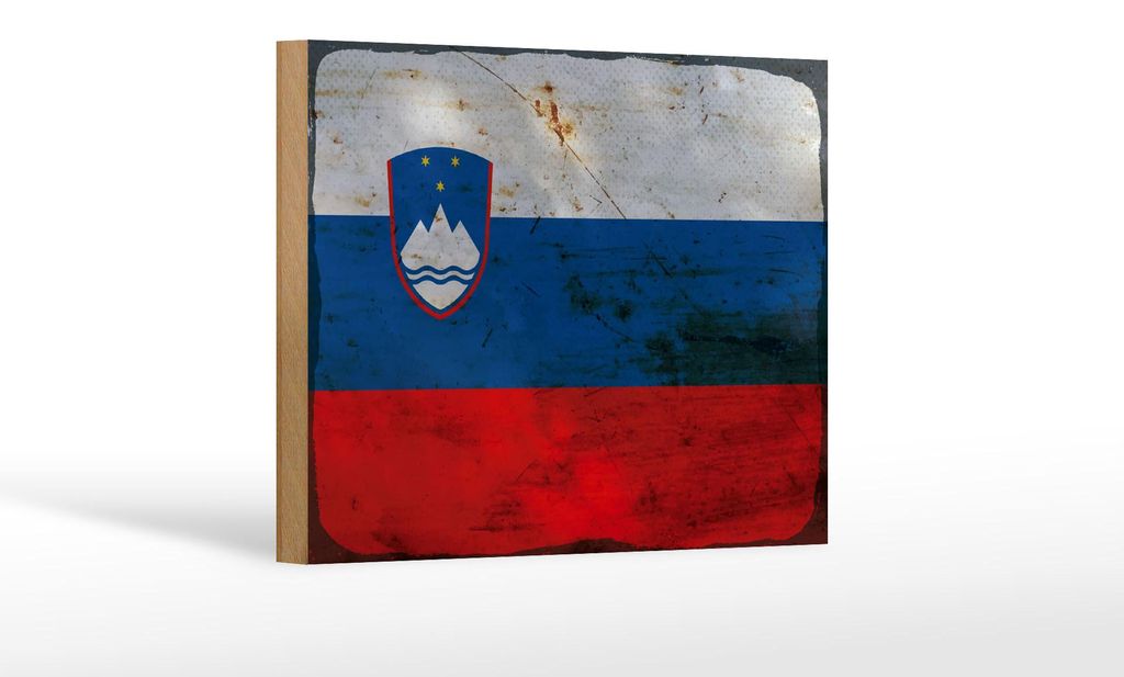 Holzschild Flagge Slowenien 18x12 cm Flag Slovenia Rost Dekoration