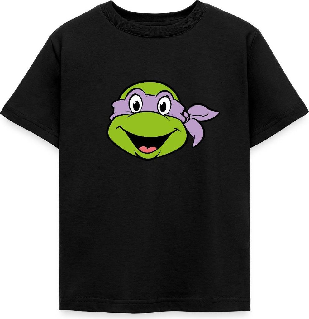 Spreadshirt Teenage Mutant Ninja Turtles Donatello Kostüm Karneval Kinder T-Shirt, 122/128 (7-8 Jahre), Schwarz